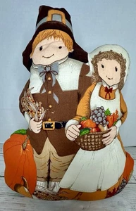 "Centro de mesa vintage hecho a mano de tela de peluche peregrinos DECORACIÓN DE ACCIÓN DE GRACIAS 14""" - Imagen 1 de 13