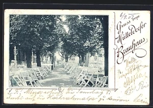 Hütteldorf, Gasthaus Brauhaus, Sitze im Garten, Ansichtskarte  - Bild 1 von 2