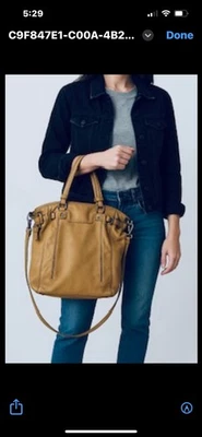 Banana Republic Grained Leather Shoulder Bag Crossbody Tote Tan 16" x 14" x 4" - Image 1 of 4