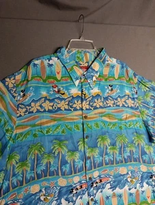 Reyn Spooner Disney Mickey Mouse Surfing Hawaiian Shirt Size 3XL Spun Rayon EUC - Picture 1 of 8