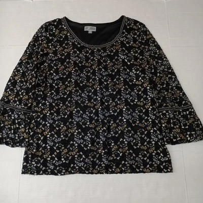 Top roseta bordada para mujer JM Collection talla XL lentejuelas encaje forrado maduro Foto 1 de 4