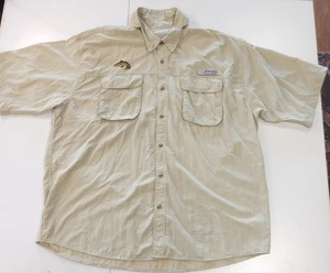 Bimini Bay Outfitters Short Sleeve Vented Walleye Button Fishing Shirt Men Tan - Picture 1 of 6