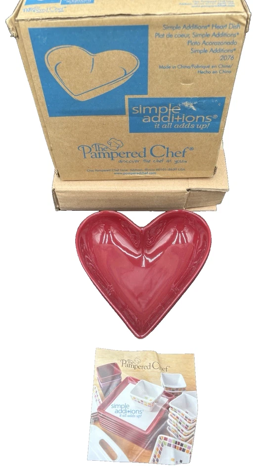 NIB Pampered Chef Valentine Heart Dish Bowl Simple Additions Cranberry Red 6” - Image 1 of 4