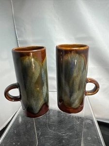 2 Vintage Caffe D'Vita Ceramic Art Pottery Espresso Cup 4.5" Height - Picture 1 of 6