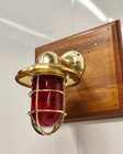 Schiff Stil Messing Marine Schwan Wandleuchte Licht Replik roter Glasschirm...