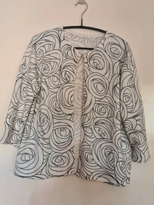 M&S Cream Mix Hook & Eye Fastening Long Sleeve Blazer Jacket Size 16 - Picture 1 of 12