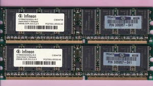 512MB 2x256MB PC2700 INFINEON HYS64D32300GU-6-C HP 305957-041 DDR-333 DDR1 Kit - Picture 1 of 3