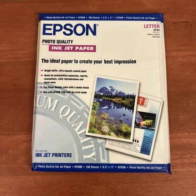 100 Sheets Epson Matte Finish Photo Paper 8,5” x 11” Ink Jet Printer S041062 New - Image 1 of 4