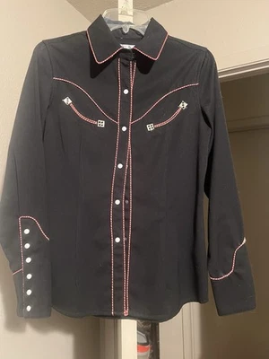 Camisa masculina retrô Panhandle Slim Western Wear STAR CASINO botões de pérola tamanho pequeno - Imagem 1 de 4