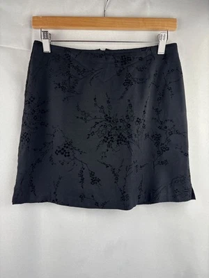 Minifalda vintage con textura floral negra Exact Change para mujer talla 7 hecha en EE. UU. Foto 1 de 4