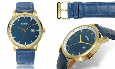 NUEVO Reloj de cuero azul esfera texturizada azul colección Rameau Rousseau 14045 para hombre Foto 1 de 3