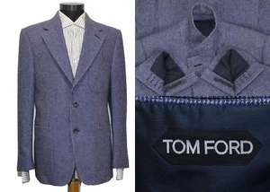 Great MTO Men's Tom Ford Blazer Jacket 38US/UK 48IT Blue Wool & Silk Italy - Picture 1 of 11