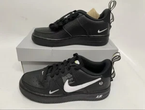 Nike Airforce 1 LV8 Utility (GS) Black, White & Yellow Trainers- UK 4 - Picture 1 of 4