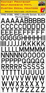 RC Vinyle Autocollant Décalcomanie Allemand Luftwaffe Numéros de Série Noir 16MM - Bild 1 von 3