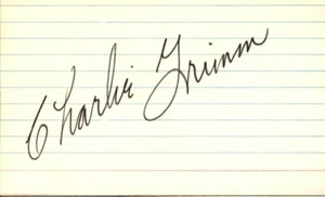 Charlie Grimm Chicago Cubs d.1983 Signed/Autographed 3x5 Index Card  162556 - Imagen 1 de 1