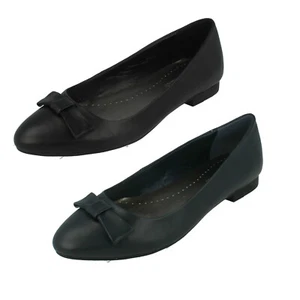 Ladies F8R0456 Slip On Bow Ballet Casual Shoes Leather Collection SALE £19.99 - Picture 1 of 18