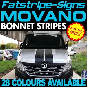 to fit VAUXHALL MOVANO BONNET STRIPES GRAPHICS STICKERS DECALS CAMPER VAN - Picture 1 of 2