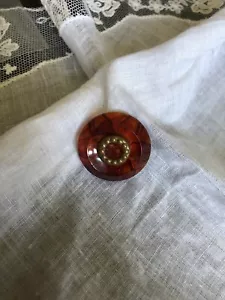 Vintage Old Plastic Carved Flower Unique Center Button 110-30 - Picture 1 of 4