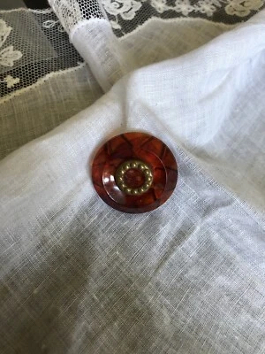 Vintage Old Plastic Carved Flower Unique Center  Button 110-30 - Image 1 of 4