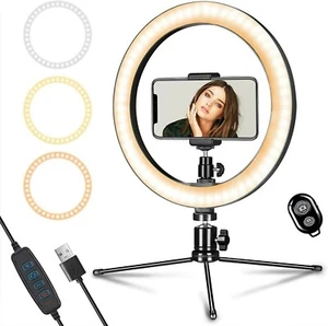 Ohotter Ring Light 10" with Tripod Stand & Phone Holder for Youtube Video - Picture 1 of 7