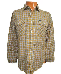 A6 Brixton Standard Fit Bowery Flannel Shirt Mens S Mustard Yellow Long Sleeve - Picture 1 of 9