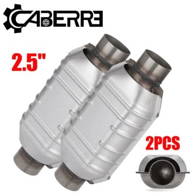 2X 2.5" High Flow 400 Cell Metal Body CAT Catalytic Converter Oval Universal Fit - image 1 of 4