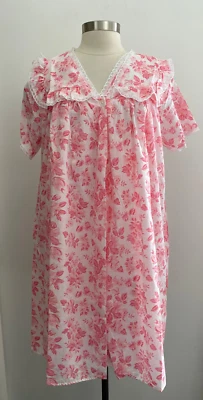 Conjunto de bata y camisón corto con estampado floral rosa Elsie of Miami de colección talla XL NOS Foto 1 de 4