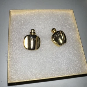 Authentic Christian Dior Brooch Dune perfume vintage Metallic Gold Set Of 2 - Picture 1 of 5