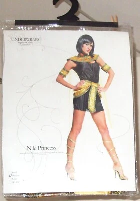 Mini-vestido feminino preto com ouro Cleópatra, colarinho, capa de chiffon, punhos de braço - MED - Imagem 1 de 4