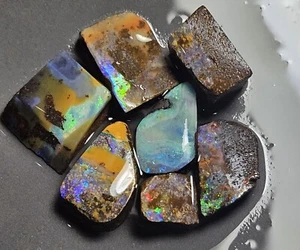 Boulder Opal Rub Parcel Winton Pink Green Blue Matrix 38.15 Carat Lapidary Rough - Bild 1 von 23