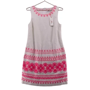 Vineyard Vines Womens Linen Dress Size 0 Caribbean Floral Embroidered Sleeveless - Picture 1 of 11
