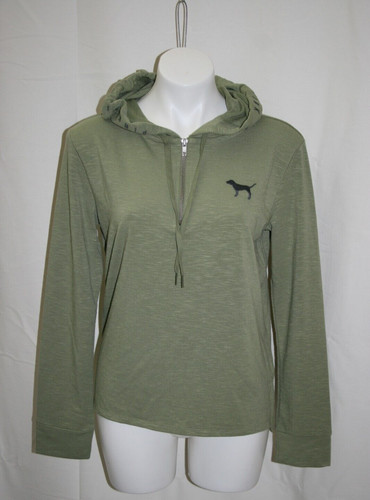 UNDERCOVER Maglione giacca con cappuccio Victoria's Secret ROSA esercito verde quarto cerniera taglia S nuovo con etichette