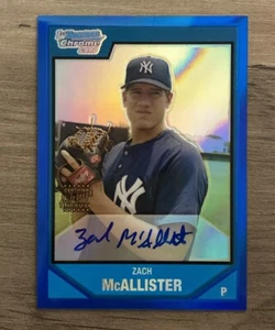 Bowman Chrome Prospects Blue Refractor 57/150 2007 Zach McAllister Auto Yankees - Imagen 1 de 2