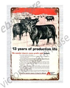 man cave club wall art 1968 angus cow farm livestock cattle metal tin sign - Picture 1 of 4