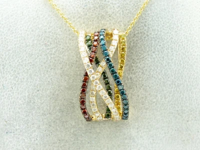 Collar Colgante LeVian Oro Amarillo 14K G-H SI1 Diamante Rojo 0.98 cts 18" Foto 1 de 4