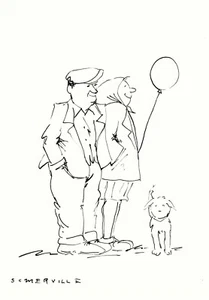George Somerville Original Zeichnung mit Ballon - Bild 1 von 1