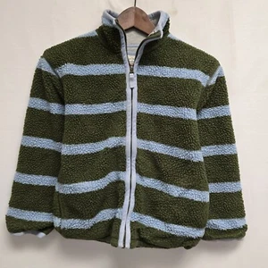 Mini Boden Rugby Stripe Fleece Sherpa Jacket Striped Kids Size 9-10 - Picture 1 of 3