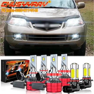 For Acura MDX 2004-2006 6000K LED Headlight Hi/Lo+ Fog Light Bulbs Combo Kit - Image 1 of 4