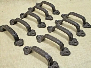 10 Rustic Cabinet Handle Cast Iron Drawer Pull Door Antique Style 5 1/2" Cabin - Picture 1 of 8
