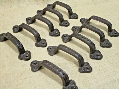 MIDWEST CRAFT HOUSE 10 Rustic Cabinet Handle Cast Iron Drawer Pull Door Antique Style 5 1/2" Cabin
