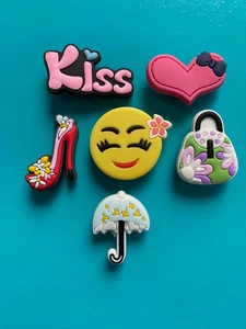 6 Dije para zapatos de corazón tacón alto Tacón Botón Accesorios Compatibles con Cocodrilo - Imagen 1 de 6