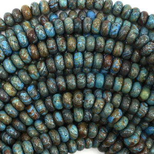 Cuentas de botones Rondelle marrón azul turquesa piedra preciosa 15,5" hilo 6 mm 8 mm 10 mm - Imagen 1 de 3