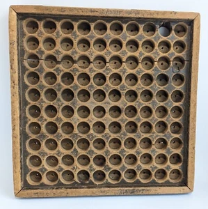 Antique Multi Hole Pine Tray Industrial Factory Primitive Decor 19.5 x 19.5 in - Picture 1 of 12