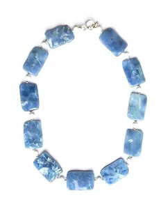 18" blue sodalite chip and mother of pearl bead sterling silver necklace - Picture 1 of 1
