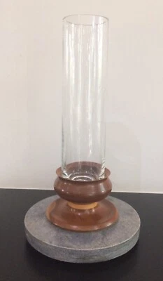 Designer Vase "Ron Emett" Glas, Holz & Granit modern dekorativ modern - Bild 1 von 4