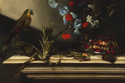 Still Life with Artichokes and a Parrot | Italian Art | 1650 Renaissance Art - Image 1 of 4