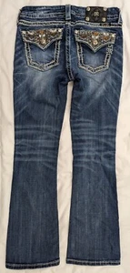 Pantalones de mezclilla Miss Me Boot Cut para mujer talla 27 x 30 azules lavado medio adornado - Imagen 1 de 6