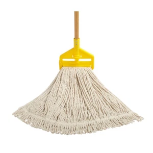 Janitorial Commercial Looped-End String Mop Yarn Tail-Band W/ Invader Mop Handle - Picture 1 of 1