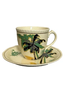 Tazza e piattino Ridgways Shelton Inghilterra isola tropicale albero nave vintage - Foto 1 di 13