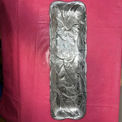 Prato Deco Arthur Court 1985 Alumínio Longo Retangular Para Servir Peixe - Imagem 1 de 4